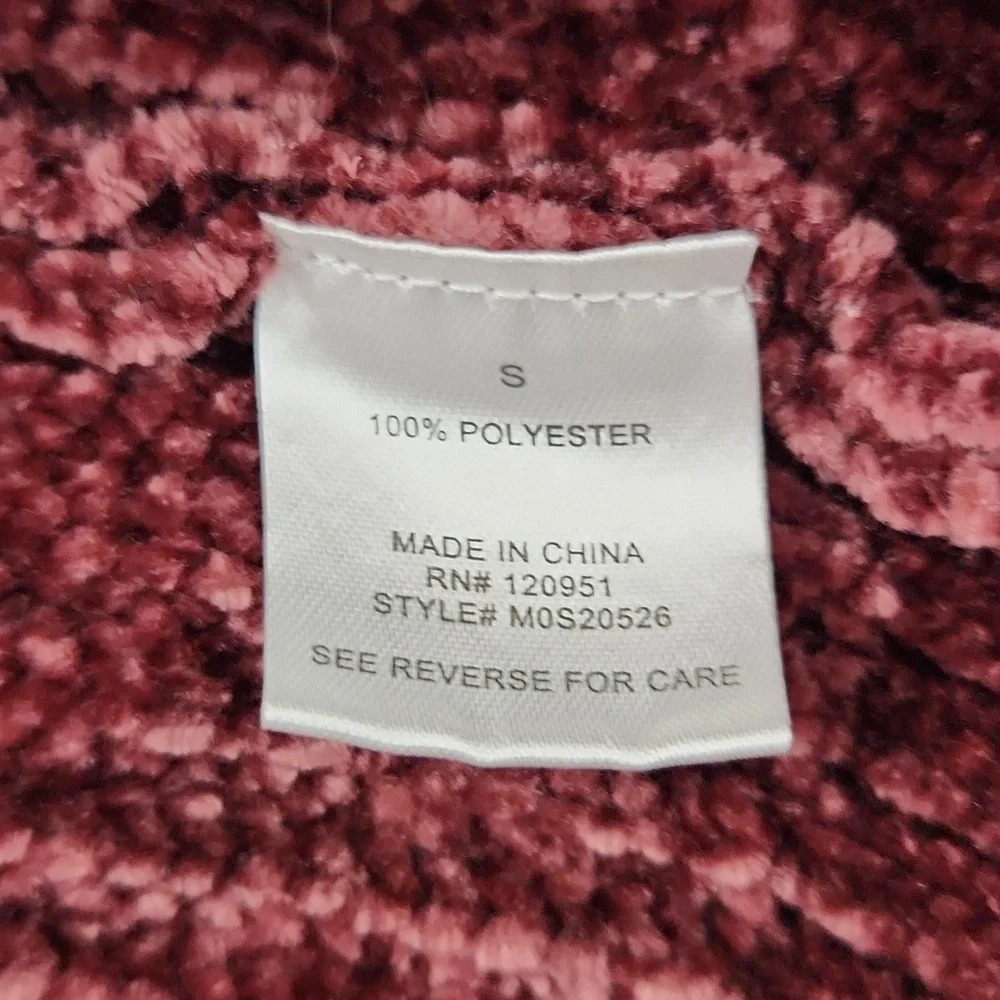 Pink Rose Chenille Sweater Women's Small Burgundy V-Neck Soft Cozy Pullover - Picture 9 of 10